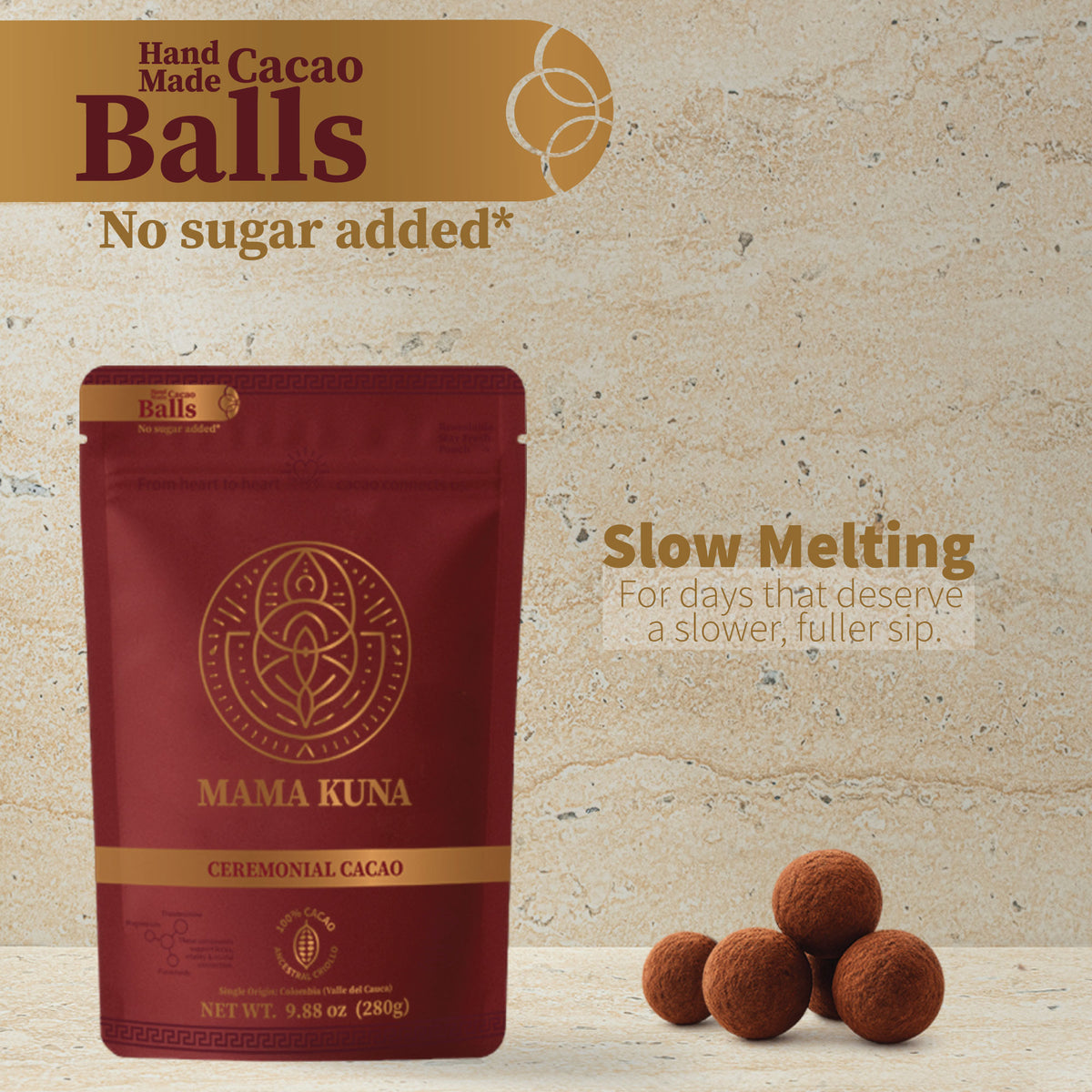 MAMA KUNA Ceremonial Cacao Balls | Traditionally Harvested Single Origin Colombian Cacao  – 280g (9.88 oz)
