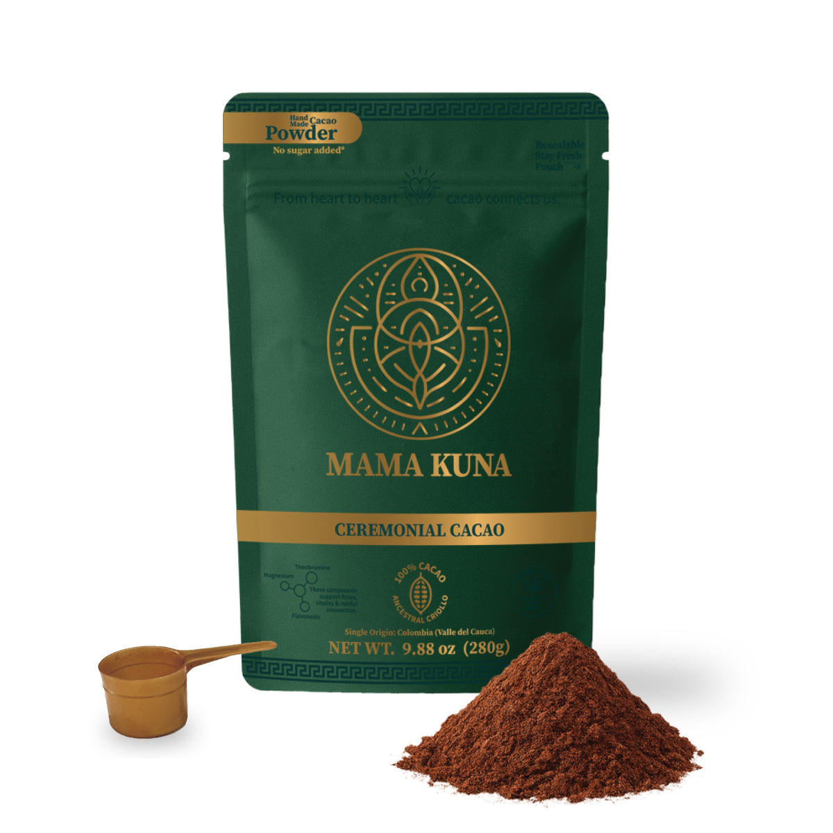 MAMA KUNA Ceremonial Cacao Powder | Single Origin Colombian Cacao | Ceremonial Grade Cacao – 280g (9.88 oz)